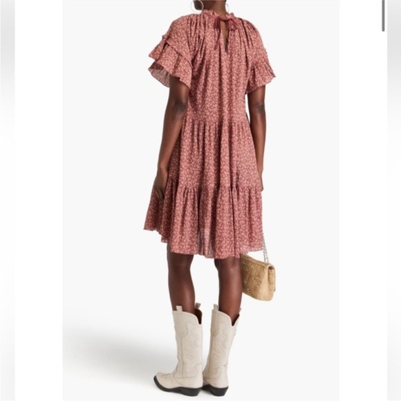 Ulla Johnson Clay Doris Dress Tiered Ruffle Vine Floral Print Size 2 - Picture 5 of 16